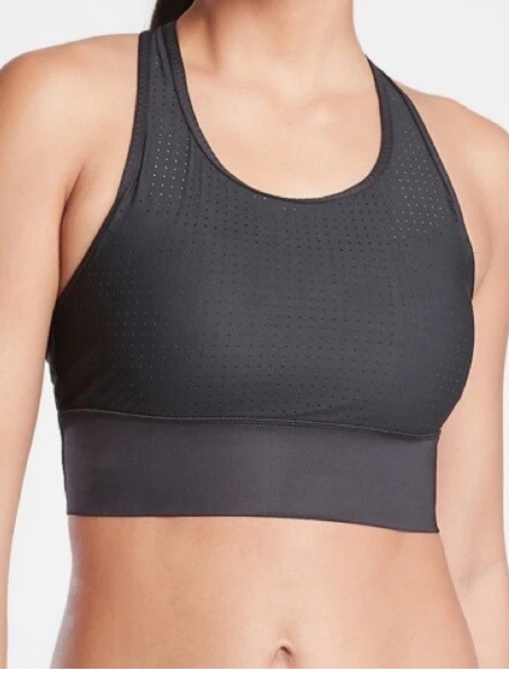 Athleta Crosstrain Black Perforated Bikini Top with Zipper Back